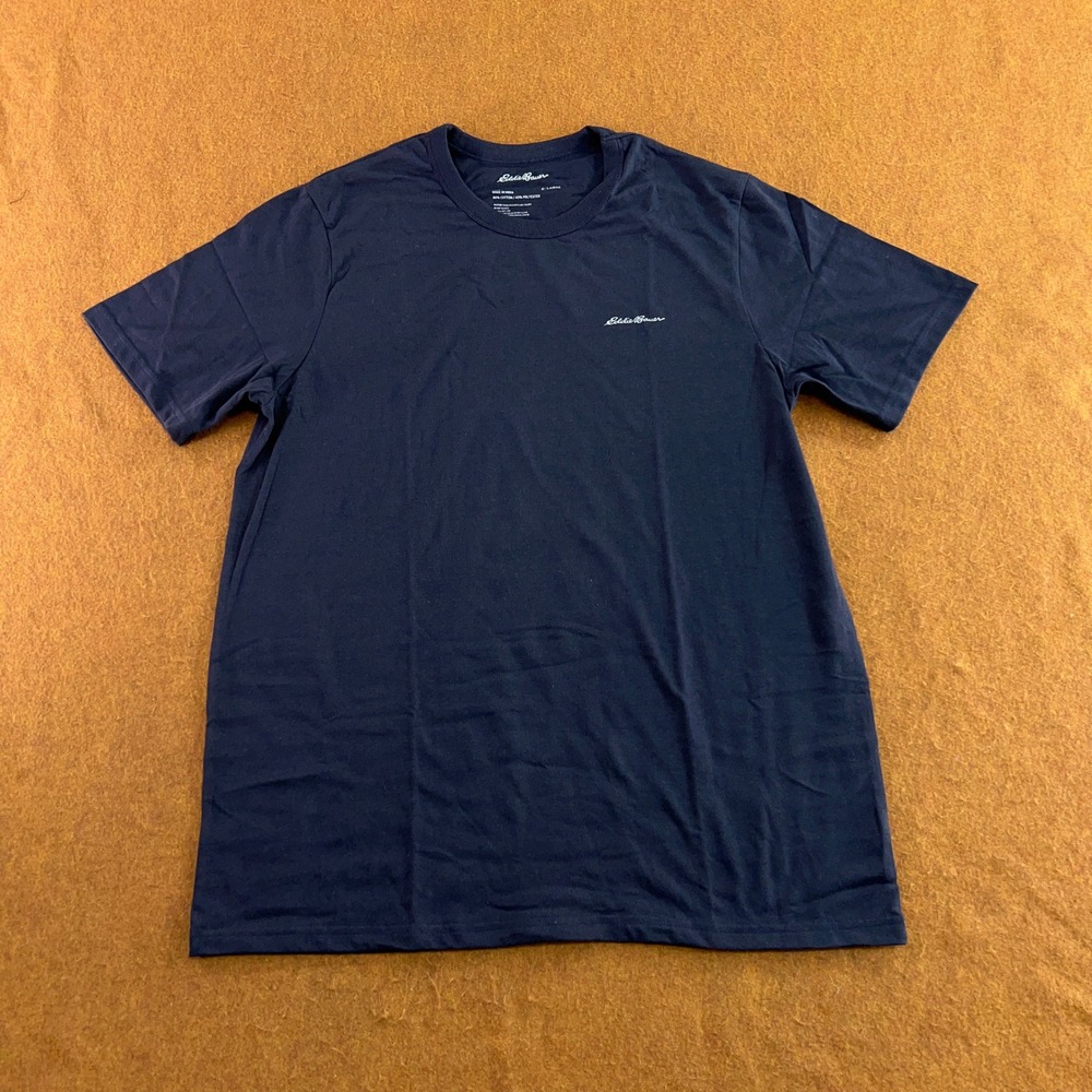 Eddie Bauer Mens XL Navy Blue Script Logo Short Sleeve T-Shirt New